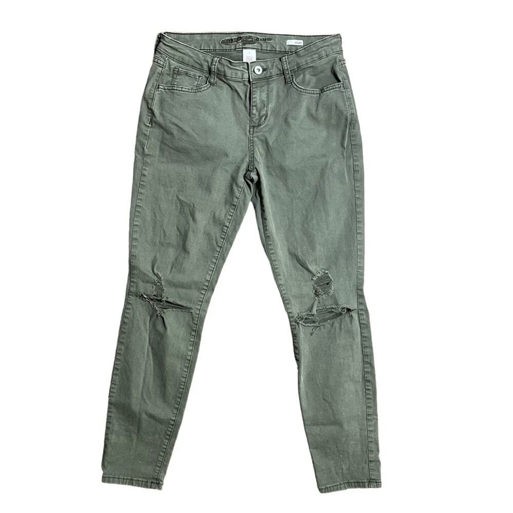 Arizona Womens Size 7 Jegging Olive Green Distressed Jeans